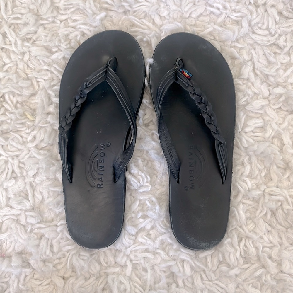 Black Braided Rainbow Flip-Flops